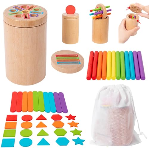 Juguetes De Clasificación, Juguetes Sensoriales De Clasificación De Colores, Forma Y Color 3 En 1, Madera con Tapa Magnética, Montessori Educativo para Niños De 36 M+, Estilo 2