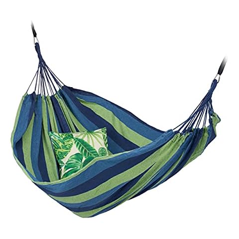 Relaxdays Hamaca Colgante para 2 Personas, XXL, 150 x 272 cm, Azul y Verde Cover