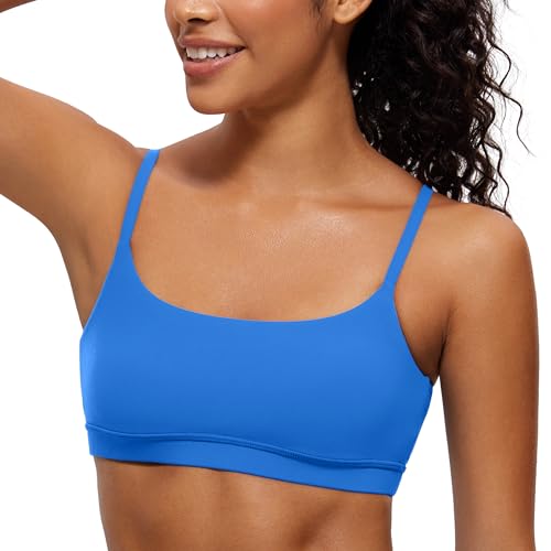 Image of CRZ YOGA Butterluxe Scoop Neck Sports Bras | Light Support, Removable Pads, Yoga, Extremely Soft, U Back, Adjustable Spaghetti Straps, for Women