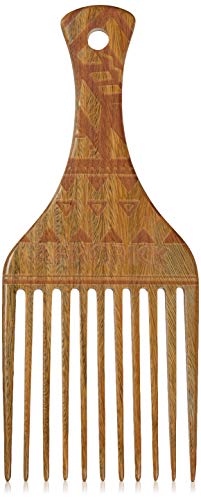 AFROPICK Wood Hair Pick for Long, Thick, Curly, & Afro Hair (Mudcloth Beige)