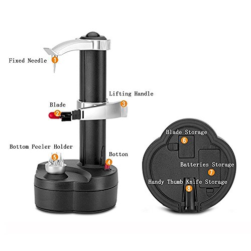 Stainless steel electric fruit and vegetable peeler - automatic peeling machine Black