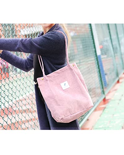Ellames Women's Shoulder Handbags Women Corduroy Tote Bag Big Capacity With Pockets For Office School Pink #TOP3
