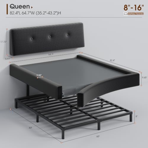 Image of EnHomee Cloud Bed Frame Queen Size with Adjustable Headboard