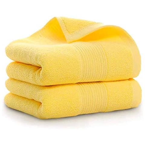 RUIBOLU Hand Towels for Bathroom - Cotton Ultra Soft Highly Absorbent Hand Towel 2 Set, Size 14" x 30" Home Bathroom Hand Towels for Bath, Hand, Face, Gym Towel (Yellow) Cover