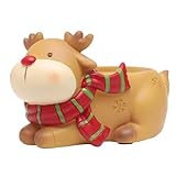 OXART Festive Christmas Planters, Cute Flower Pots for Indoor Plants, Decorative Plant Pots, Small Animal Shaped Resin Succulent Pots, Plant Lady Gifts (Reindeer)