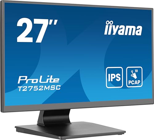 iiyama Prolite T2752MSC-B1AG 68.6 cm 27 Inch IPS LED Monitor Full HD 10 Point Multitouch Optical-Bonded Capacitive HDMI DP USB 3.2 7H Anti-Glare Coating Black