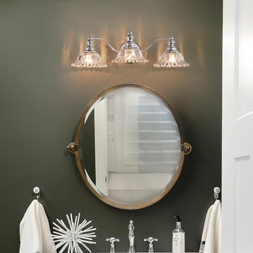 Image of XIEDUN Chrome Vanity Light 3 Light Bathroom Lights Vanity Lights for Bathroom Bathroom Light Fixtures
