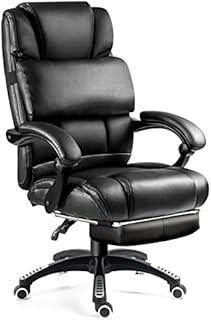 Executive Office Chair With Footrest & Lumbar Support, Ergonomic Design Recliner Computer Desk Chair Adjustable Back Rest Heavy Duty 360° Swivel Gaming Chair Black for Home Office with Tilt Function