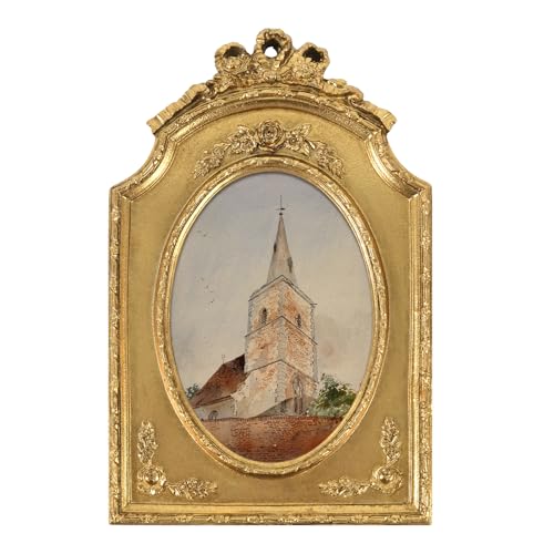 FOLKOR Retro St. Peters Church Wall Art Prints with Antique Gold Frame, Historical Architecture Travel Memorial Poster Artwork for Home Office Library Gallery Wall Decor, 4x6