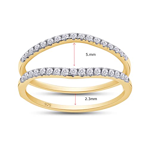 SAVEARTH DIAMONDS 1/4 ct t.w Round Cut Lab Created Moissanite Diamond Curved Ring Guard Enhancer For Women In 14K Gold Over Sterling Silver(D Color, VVS1 Clarity 0.25 Cttw)3