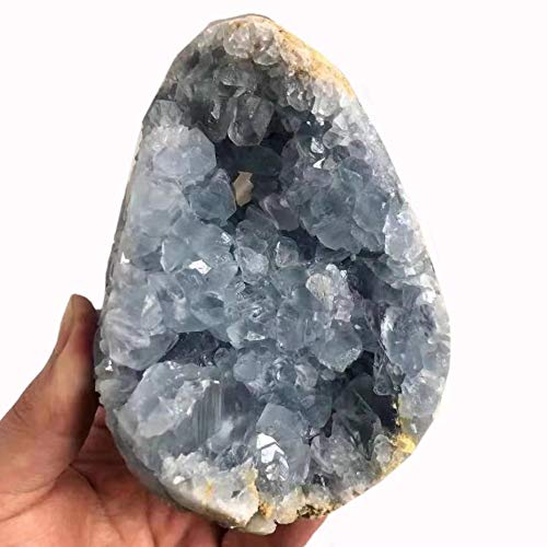 1pc 1600g-2000g Crystal Stone Rough Celestite Geode Egg Quartz Blue Spar Hole