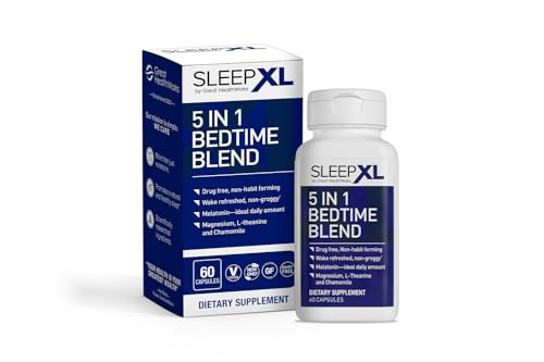 SleepXL Sleep Supplement Non-Habit-Forming Formula - Fall Asleep Faster & Sleep Longer - 5 key ingredients include Melatonin, L-Theanine, Chamomile, Magnesium & Vitamin B6 (60 Capsules, 30 Servings)