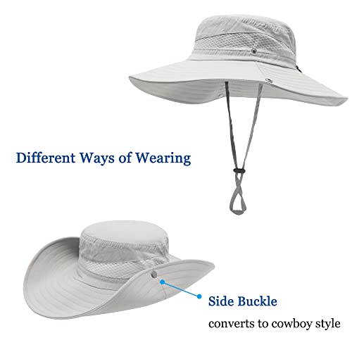 Image of ZLYC Mens Waterproof Camo Sun Hat Wide Brim Packable Outdoor Mesh Fishing Bucket Hats