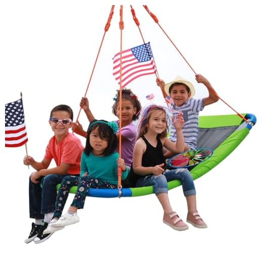 Giant Outdoor Platform Swing - Large 34" x 60" in Green 700 lb Weight Capacity Durable Steel Frame Waterproof Adjustable Ropes Easy to Install Fun for Kids, Adults, Friends