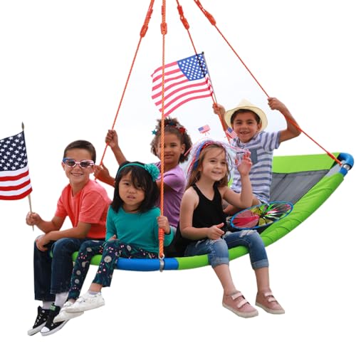 PLATPORTS Platform Swing - Large Rectangle Saucer Swing for Kids and Adults