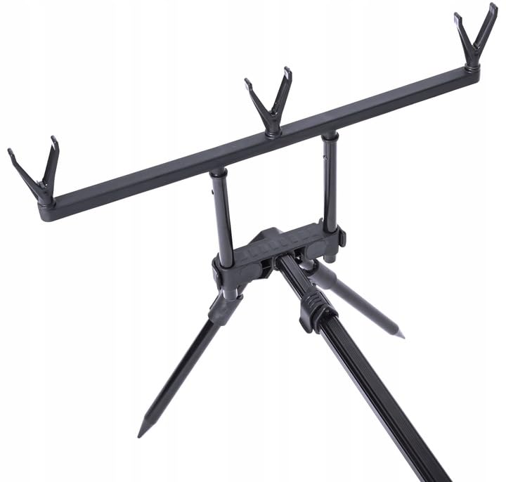 NECO Line Pro X Rod Pod – Karpfen Rutenständer für 3 Ruten – höhenverstellbar 27,5–55 cm, teleskopisch 65,5–115,5 cm – inkl. Transporttasche – Schwarz