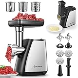 Tritacarne AAOBOSI, Tritacarne Elettrico 4-IN-1[2800W Max]con 3 Affettatrici,Lame per Tritare, 2 Lame, 4 Piatti, Insaccatrice per Salsicce, Kit Kubbe, per Uso Domestico in Cucina, Acciaio Inossidabile