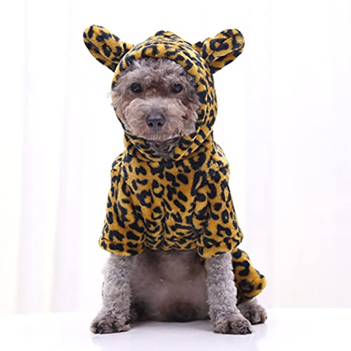 Xiaoyu Pet Clothes Puppy Dog Cat Hoodie Warm Sweater Costume Halloween Cosplay Party Apparel, Cheetah, S #TOP4