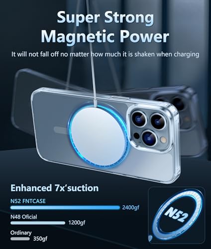 FNTCASE for iPhone 12 Pro-Max Case: Clear Magnetic Phone Cases Compatible with Magsafe Slim Anti Yellowing Military Grade Drop Protection Rugged Protective Transparent Cell Phone Cover (A-Clear)