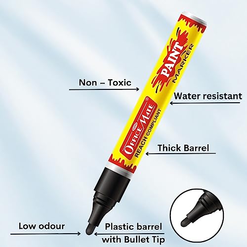 Image of Soni Officemate Regular Paint Marker | Pack of 8 (Mix) | Multi-Surface | Non-Toxic, Oil-Based | 4.5 mm Tip | For Scrapbooks, Art & Labeling