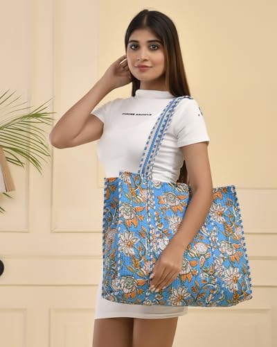 Image of Marubhumi Women Lightweight Travel Bag Purse Cotton Shoulder Tote Bag For Shopping Grocery & Beach Bag