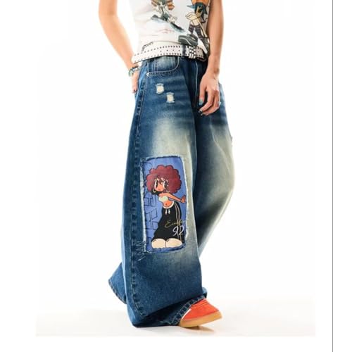 Baggy Jeans Men Graphic Acubi Y2k Baggy Cartoon Barrel Jeans Loose Fit Emo Washed Wide Leg Denim Barrel Pants2