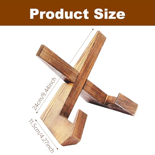 1pcs Recipe Book Stand Wooden Cookbook Holder,Wooden Cookbook Holder for Display Stand,Portable Foldable Rustic Recipe Book Holder for Kitchen Cooking,Reading Hands Free,Books Tablet(Brown) - Image 2