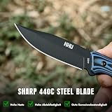KHU 440C Stali Nóż myśliwski z ostrzem stałym – Nóż survivalowy z pochwą Kydex, Rękojeść G10 Nóż bushcraftowy do outdoorowy biwakowania, wędkowania i wędrówek - 32A