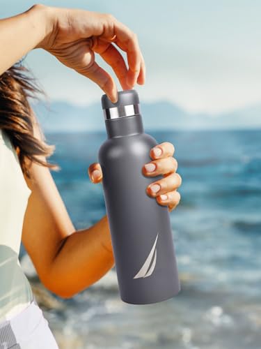 Image of NAUTICA Premium Leak-Proof Insulated Water Bottle - 1pc (Yacht)| 500ml | Stainless Steel Flask with 24 Hours Temperature Retention | Ideal for Travel, Gym, Office Use Oreo Solid-Lightgrey