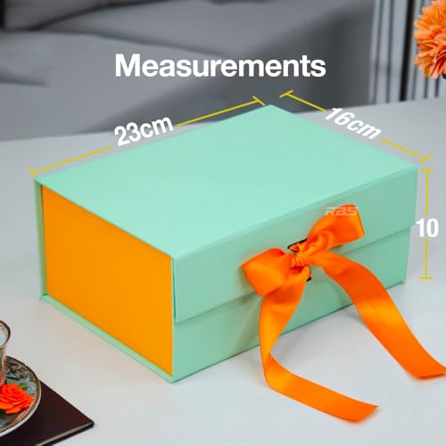 Image of RBS - Gift Box for Packing (23 x 16 x 10cm) Folding Gift Boxes (1 Pack) Rectangular Gift Box Empty Multipurpose Gift Hamper Box Empty Holds Upto (5 kg) Empty wedding Box For Gift (Teal Sunset)