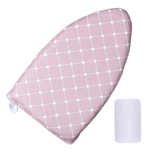 Yurikaアイロンミトン スチーム用 アイロングローブ アイロン手袋 アイロンマット付き2点セット 耐熱性 スチーム防止グローブ 携帯用 ミニ アイロン小物 襟 袖ラクラクハンディアイロン台 旅行出張家庭用衣類スチーマーアクセサリー-ピンクチェック柄セッ