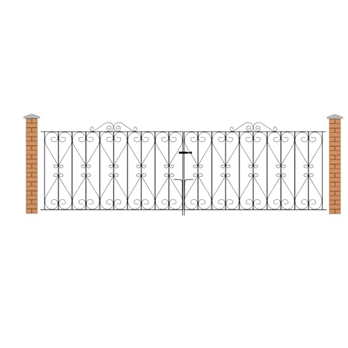 Regent Scroll Metal Garden Driveway Gates Galvanised Wrought Iron Style Swing Gate (3048mm (10ft) Gap X 914mm High RDZP19)