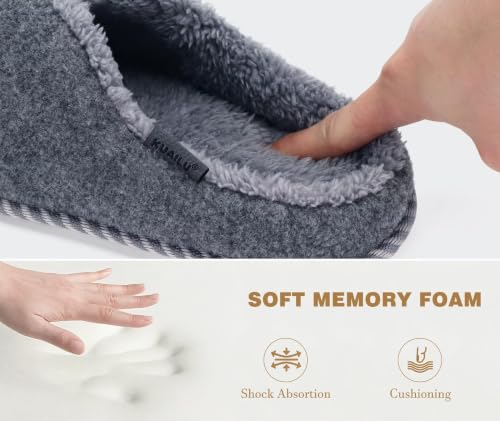 Image of KuaiLu Womens Supportive Memory Foam Slippers Felt Fuzzy Lined Heel Cushion Lightweight House Shoes for Indoor Outdoor