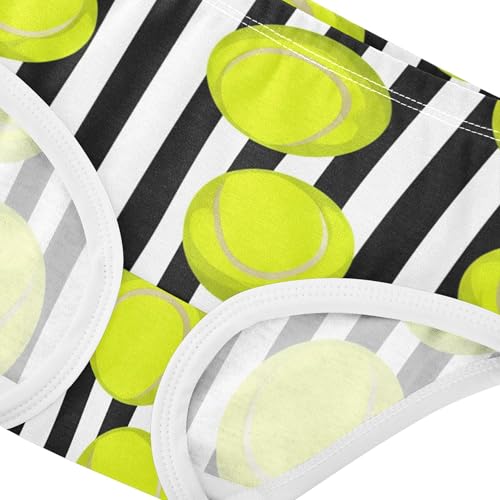 Cotton Toddler Girls Underwear Bright Yellow Tennis Balls Black Striped Cute Panties Girl Cartoon Kids Briefs Undies 2t4