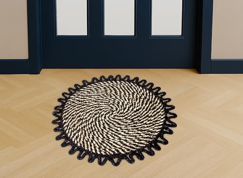 Image of Cotton Doormat for Home |Handmade Cotton Doormat | Quick Dry, Washable Door Mat for Home, Bathroom & Bedroom (51x51 cm, Pink-C-G)