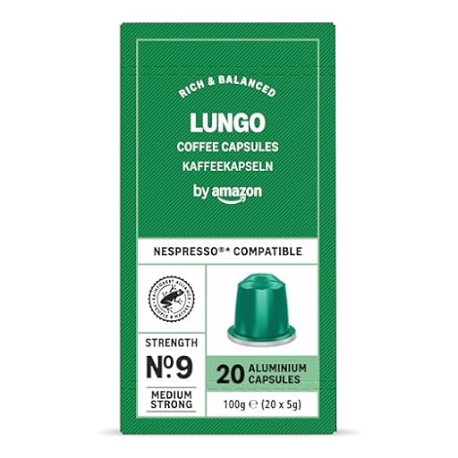 by Amazon Cápsulas de Aluminio de Café Lungo Compatibles con Nespresso, Tostado Medio, 20 Unidades, Certificadas por Rainforest Alliance | Ya disponible en tu tienda friki favorita! En mundofriki.es!