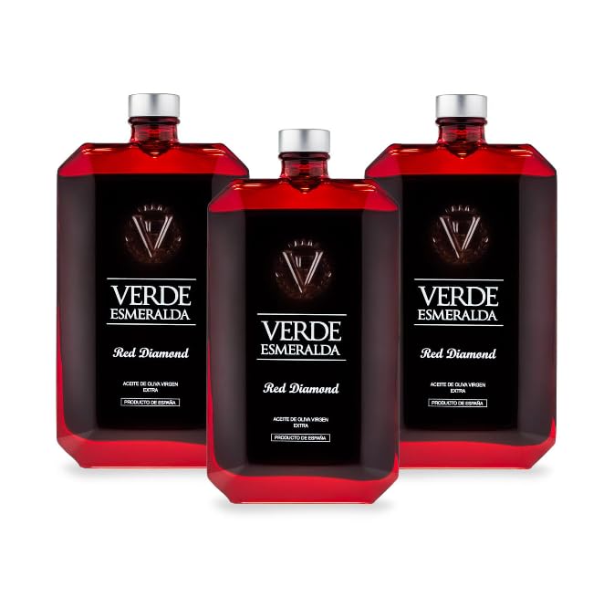 Aceite de Oliva Virgen Extra Red Diamond Royal 3 x 500 ml – AOVE de Jaén – Extracción en Frío – Sabor Suave y Equilibrado – Formato Ahorro - Verde Esmeralda - Miaove