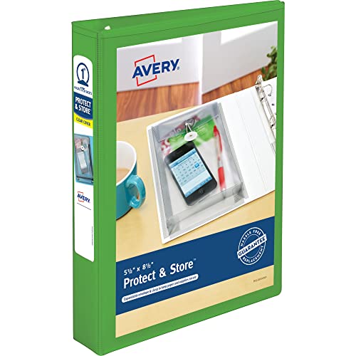 Avery Mini Durable View Protect and Store Binder with 1 Inch EZ-Turn Ring, 5.5 x 8.5-Inches, Green (23030)