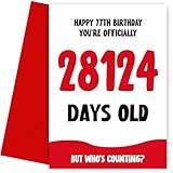 hey chimp divertente biglietto di auguri per il 77° compleanno, per uomini e donne, ufficialmente 28124 giorni, biglietto umoristico per 77° compleanno, biglietto di compleanno