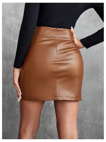 Women's High Waisted Pu Skirt Wrap Ruched Bodycon Mini Skirts3