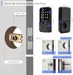 Verrouillage intelligent de la porte, BUXFMHT Serrure de porte à empreinte digitale, Verrouillage à écran tactile électronique avec verrouillage automatique, 5 Méthodes d'ouverture Verrouillage de porte électronique APP Contrôle de la porte d'entrée, Maison, Bureau, Appartement, Hote