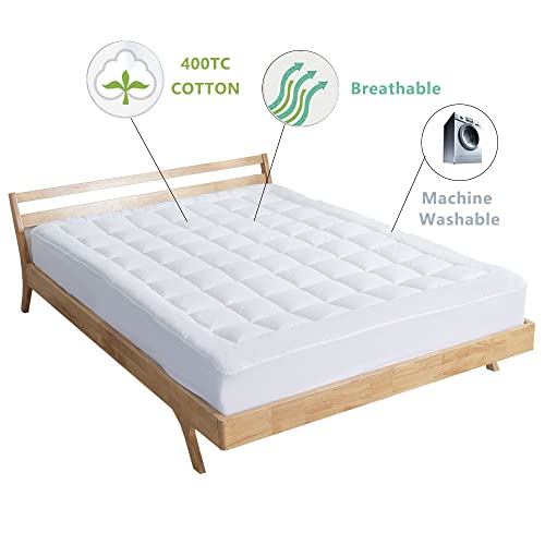 Sacred Thread Quilted Fitted Mattress Pad, Cooling Mattress Topper With 18 Inch Deep Pockets, 100% Cotton Mattress Cover, Breathable And Noiseless, Durable Elastic #TOP1