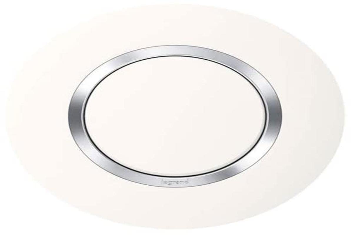 Legrand - Plaque de finition ronde dooxie 1 poste finition blanc mat avec bague effet chrome