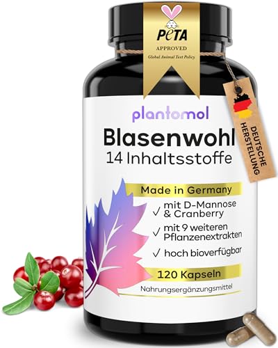 14-fach Komplex Blasenwohl - Cranberry Kapseln hochdosiert mit D Mannose Goldrute Birkenblätter Bärentraubenblätter Kapseln - 1 Monatsvorrat