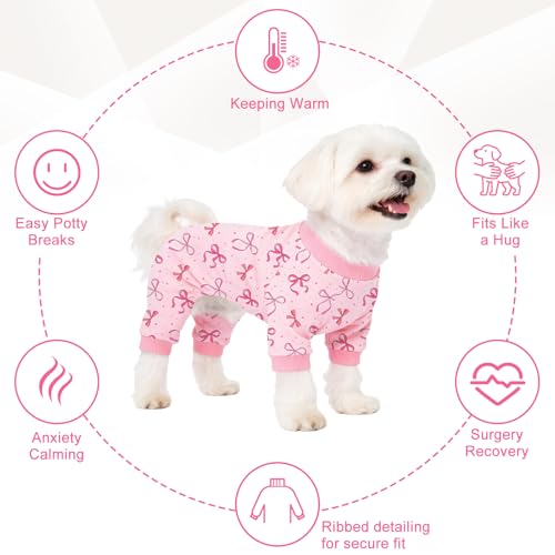 Pyjama pour chien de taille moyenne rose doux extensible - 5