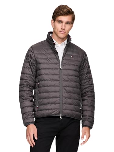 Tommy Hilfiger Men's M Packable Jacket Outerwear, Grey Skies, SM