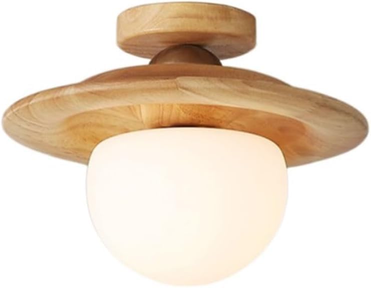 Plafonnier de salon en bois et verre style nordique pour îlot de cuisine