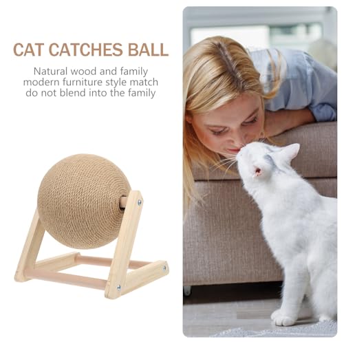 Rascador para gatos en interiores con pelota de sisal decorativa 4