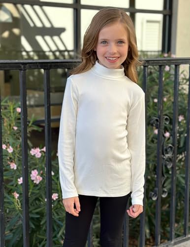Image of Arshiner Girls Turtleneck Sweater Kids Casual Long Sleeve Knit Pullover Tops