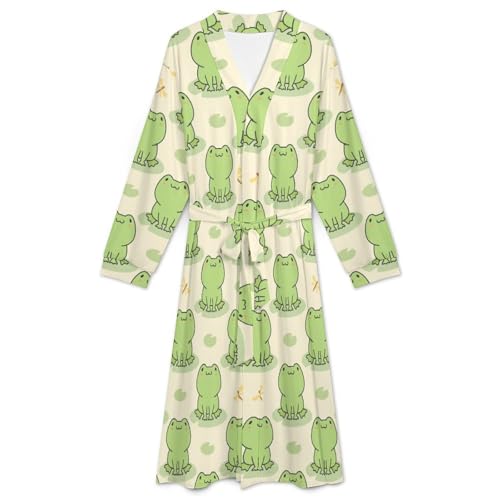 Cute Frog Pattern Pajama Bathrobe SleepwearKnee Funny Shawl Gift for Men3
